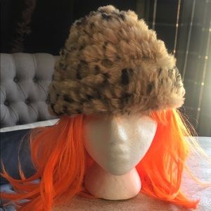Genuine knitted fur beanie